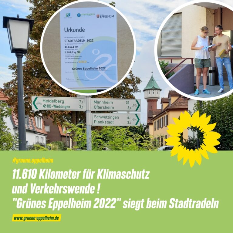 11.610 Kilometer für Klimaschutz und Verkehrswende – Stadtradeln-Team „Grünes Eppelheim 2022“ gewinnt wieder den Teamwettbewerb