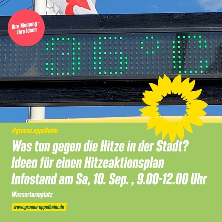 Grüner Infostand am 10. September: Ideen zu einem Hitzeaktionsplan für Eppelheim