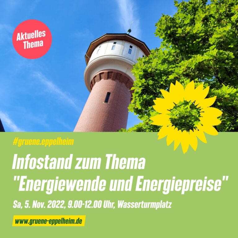 Grüner Infostand zum Thema „Energiewende und Energiepreise“